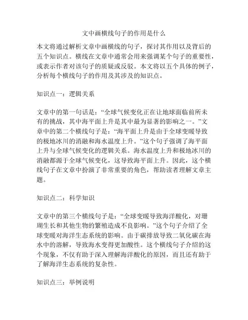 文中画横线句子的作用是什么