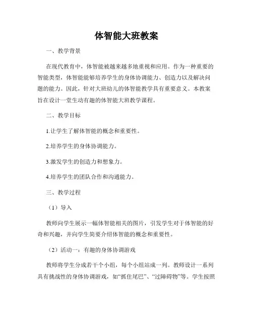 体智能大班教案