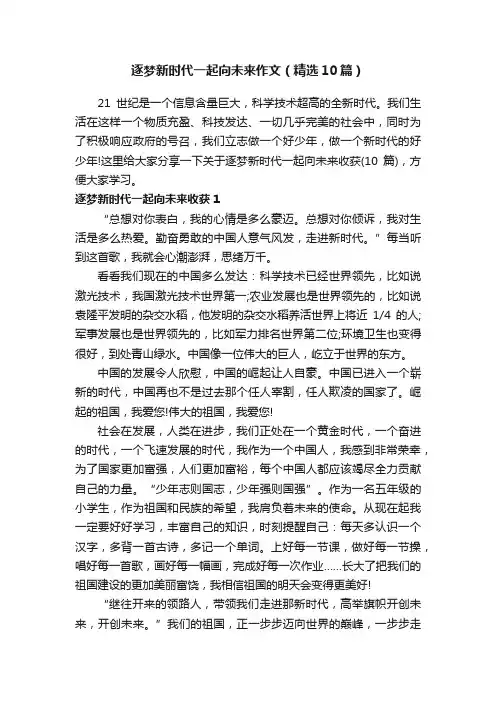 逐梦新时代一起向未来作文（精选10篇）