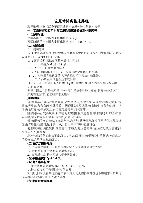 支原体肺炎临床路径