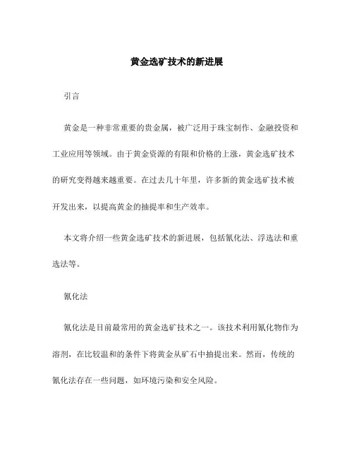 黄金选矿技术的新进展-印万忠