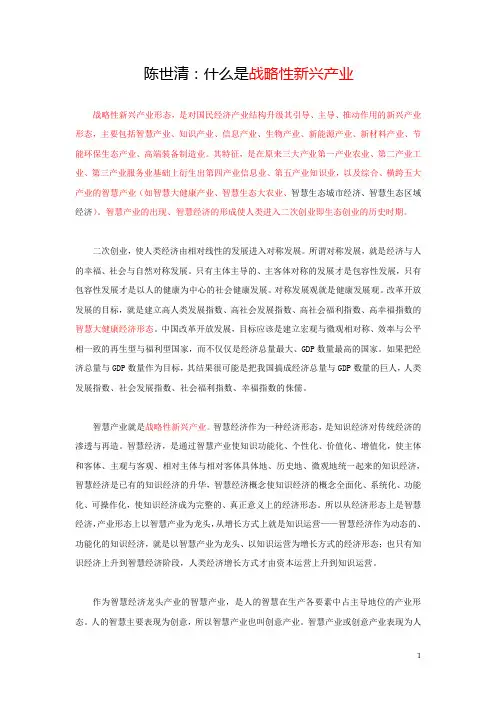 陈世清：什么是战略性新兴产业