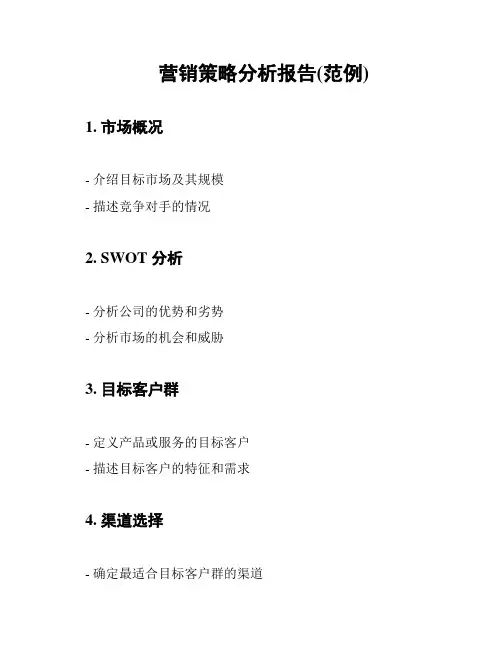 营销策略分析报告(范例)