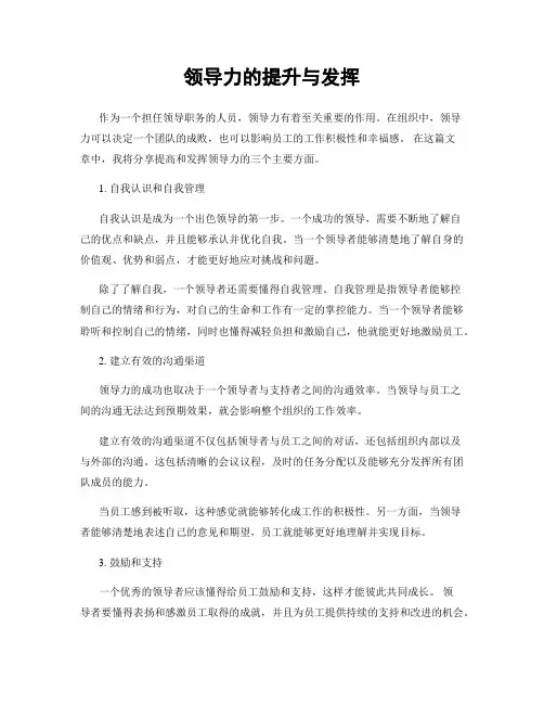 领导力的提升与发挥