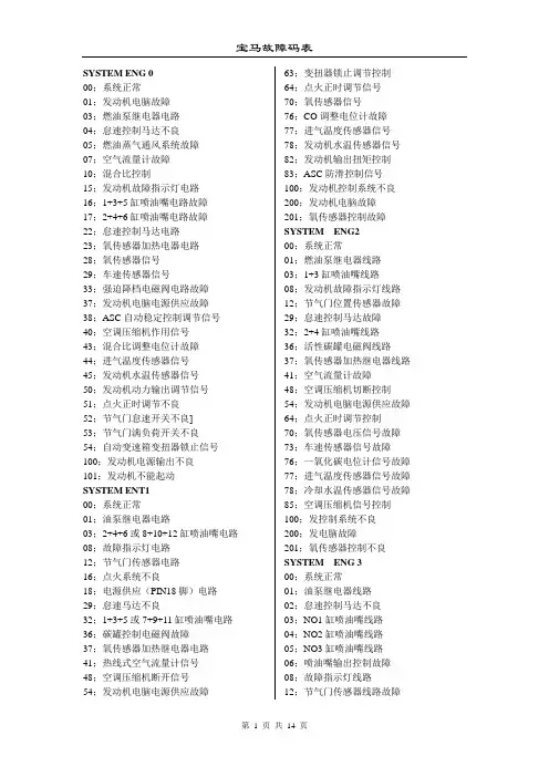 宝马故障码