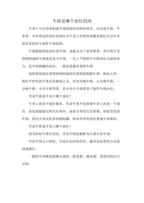 牛排是哪个部位的肉