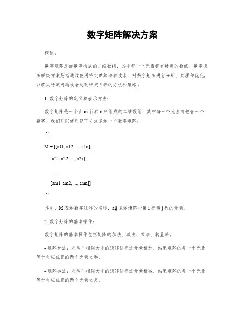 数字矩阵解决方案