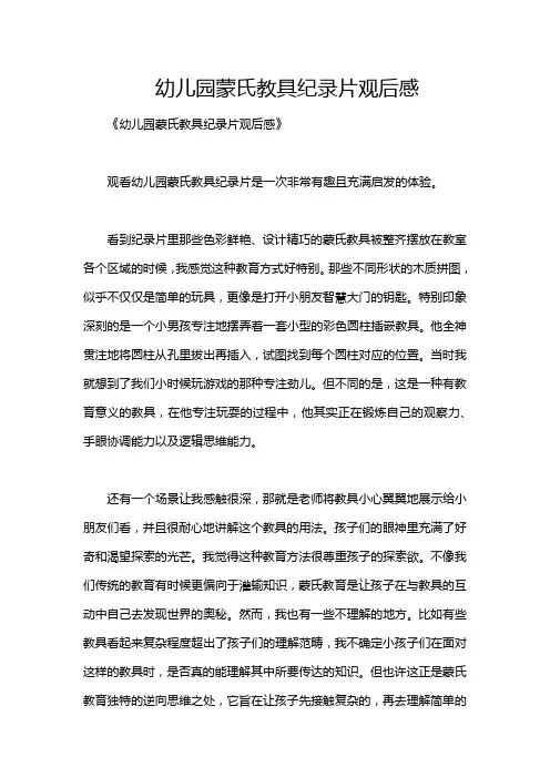 幼儿园蒙氏教具纪录片观后感