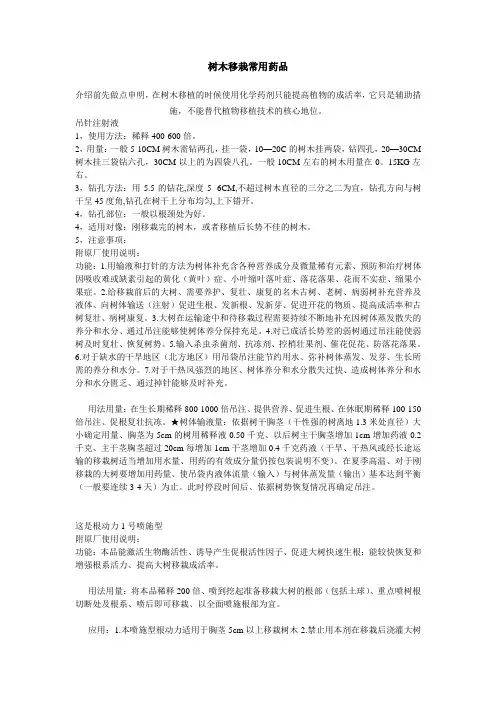 树木移栽常用国光药品