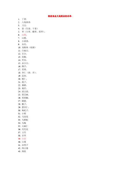 既是食品又是药品的名单090804