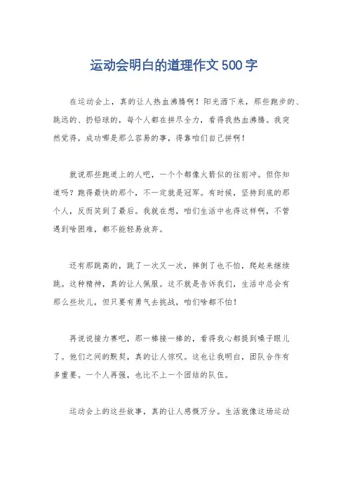 运动会明白的道理作文500字