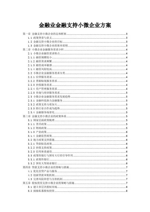 金融业金融支持小微企业方案