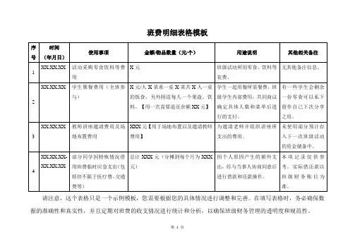 班费明细表格模板