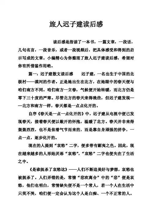 旅人迟子建读后感