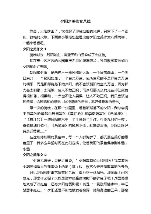 夕阳之美作文八篇