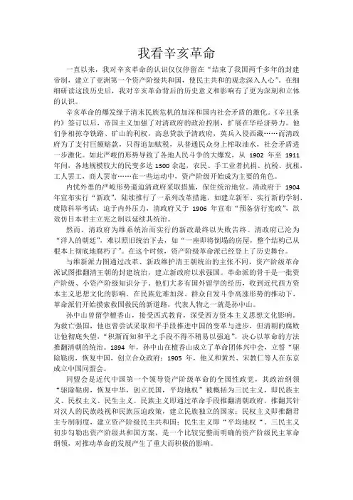 我看辛亥革命-近代史论文