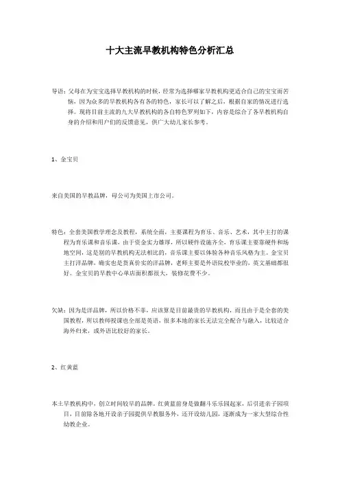 十大早教机构特色分析汇总