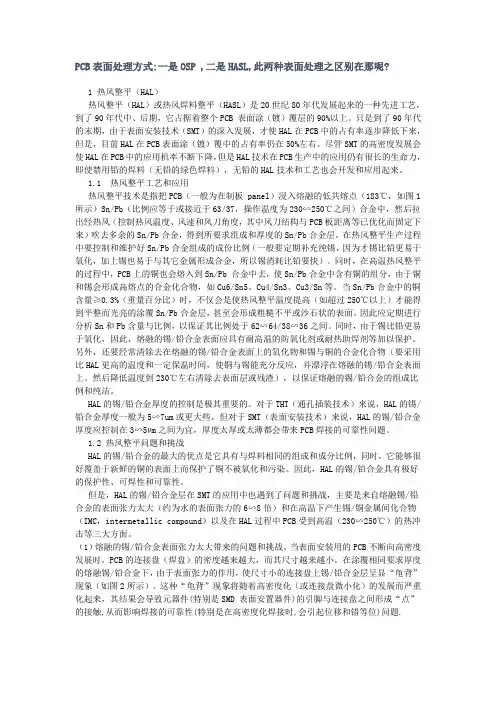 PCB表面处理方式一是OSP ,二是HASL,此两种表面处理之区别在那呢收集资料
