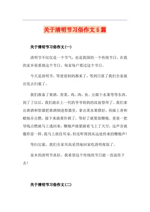 关于清明节习俗作文5篇