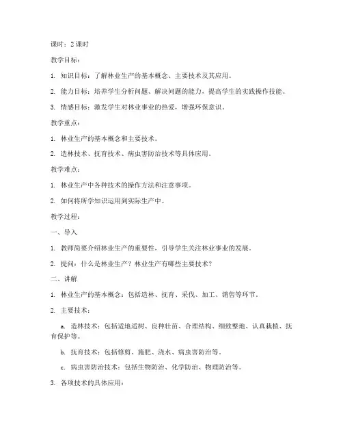 林业生产技术教案范文模板