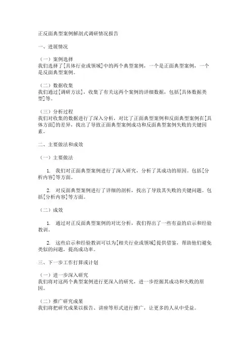 正反面典型案例解剖式调研情况报告