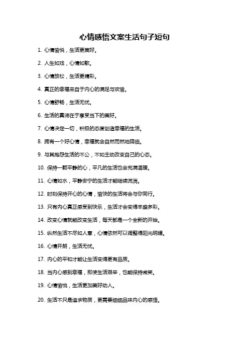 心情感悟文案生活句子短句