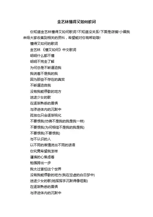 金艺林懂得又如何歌词