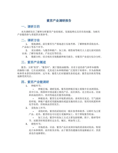 紫苏产业调研报告