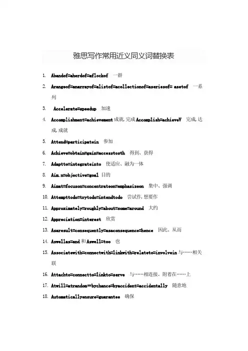 雅思常用近义同义词替换表
