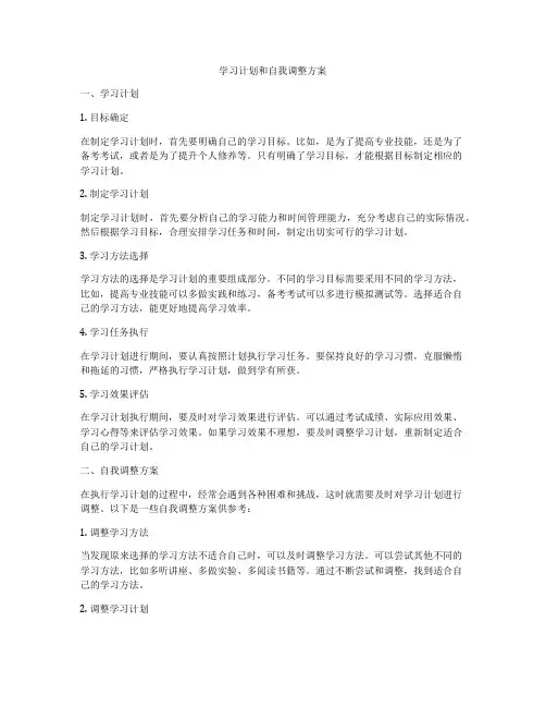 学习计划和自我调整方案