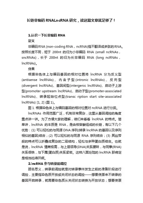 长链非编码RNALncRNA研究，读这篇文章就足够了！