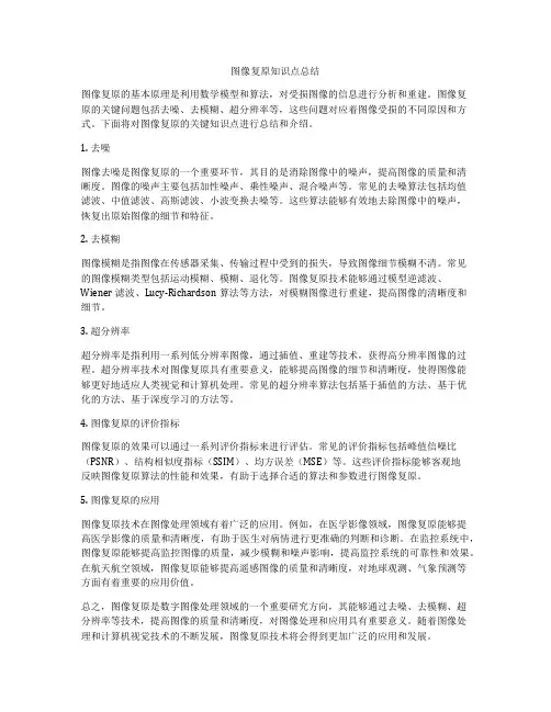 图像复原知识点总结