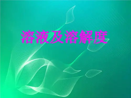 溶液与溶解度ppt课件