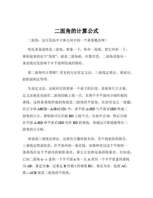 二面角的计算公式