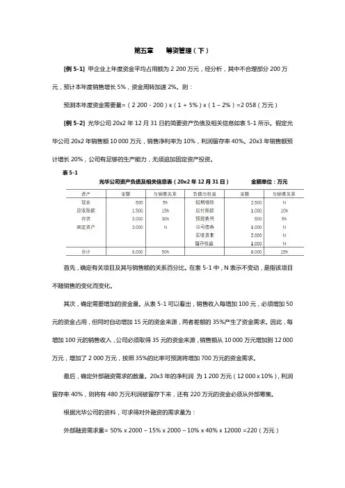 2019年中级财务管理教材习题-第五章    筹资管理(下)