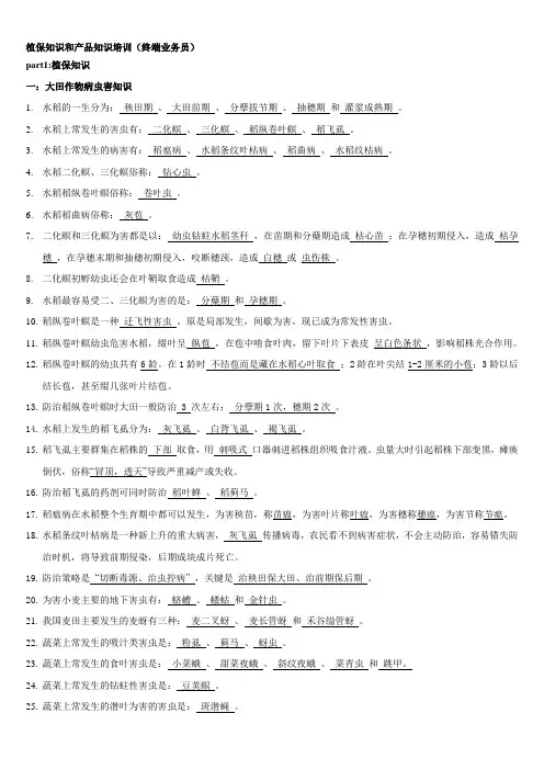 植保知识和产品知识培训(业务员)