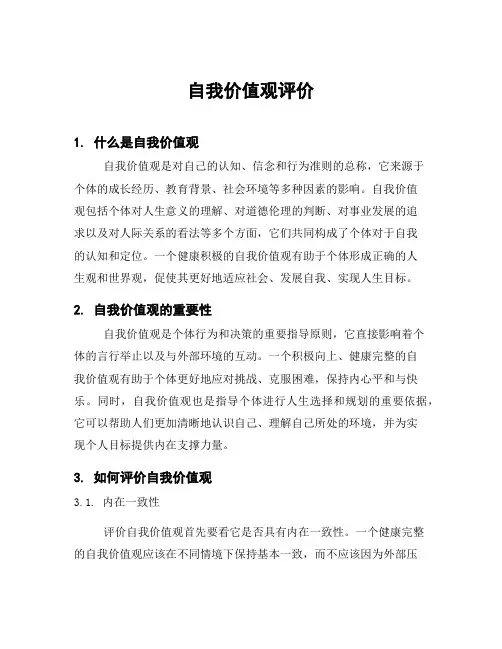 自我价值观评价