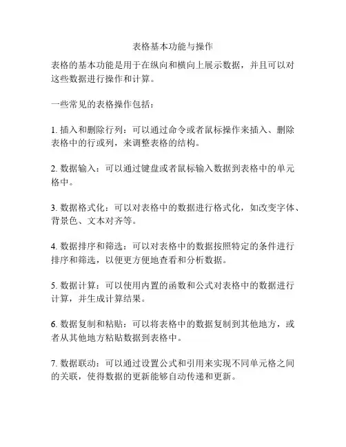 表格基本功能与操作
