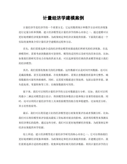 计量经济学建模案例