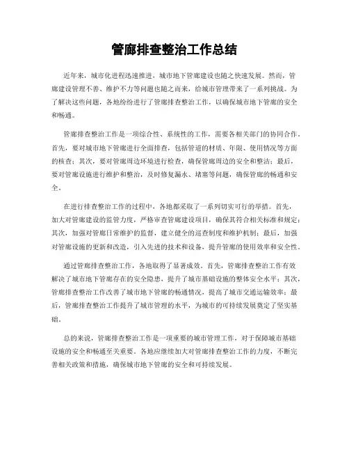 管廊排查整治工作总结