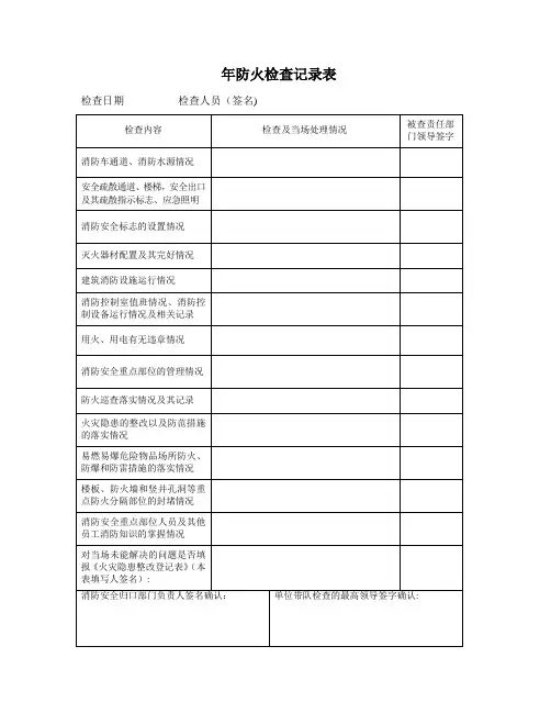 防火检查记录表