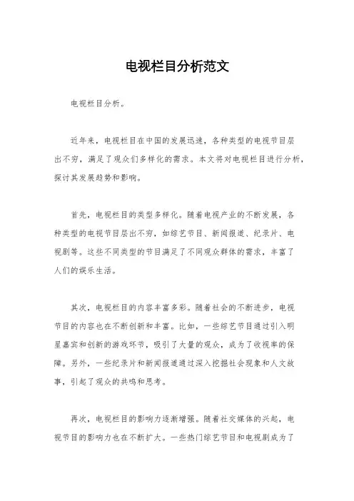 电视栏目分析范文