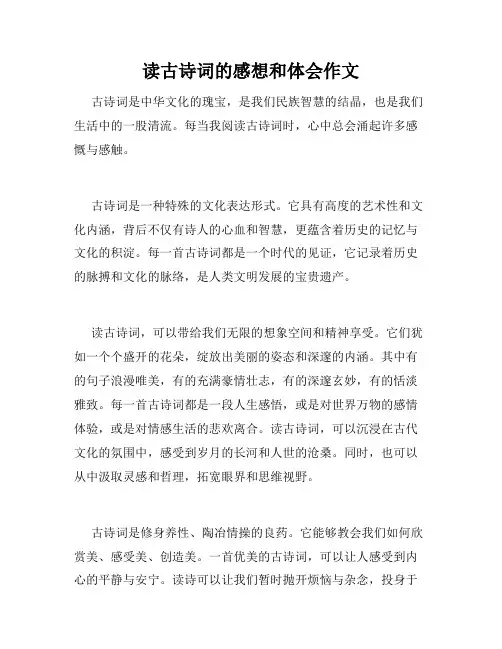 读古诗词的感想和体会作文