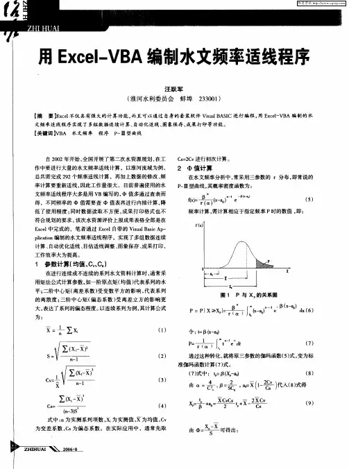 用Excel—VBA编制水文频率适线程序