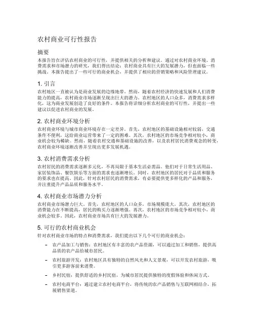 农村商业可行性报告