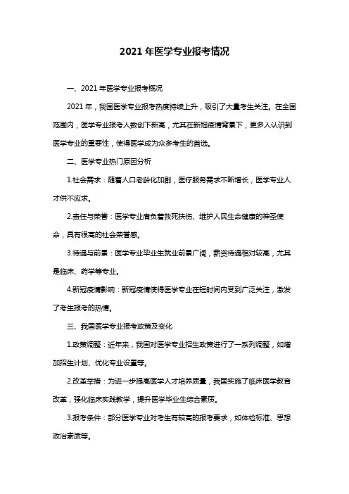 2021年医学专业报考情况