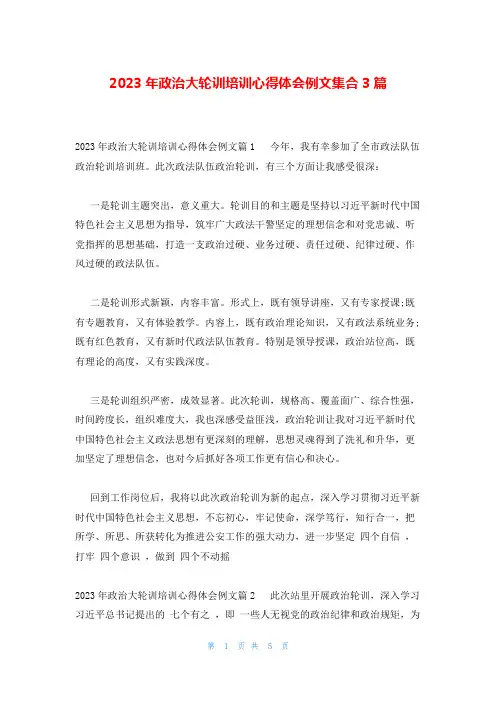 2023年政治大轮训培训心得体会例文集合3篇