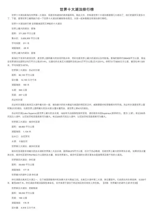世界十大湖泊排行榜