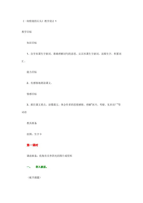 《一块特别的石头》教学设计