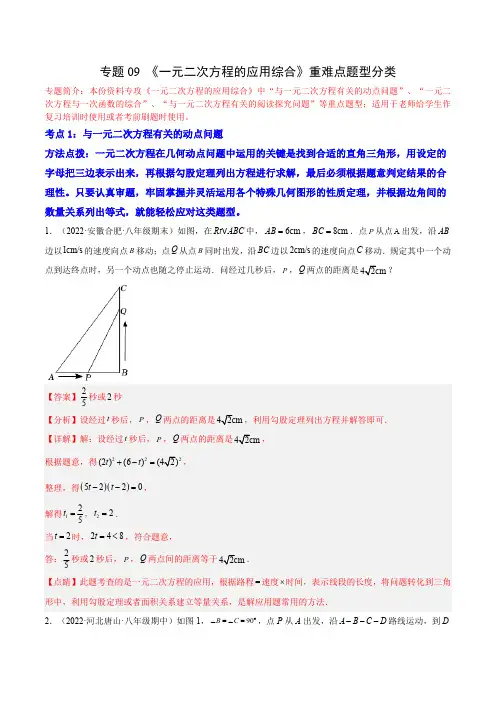 部编数学九年级上册专题09《一元二次方程的应用综合》重难点题型分类(解析版)含答案